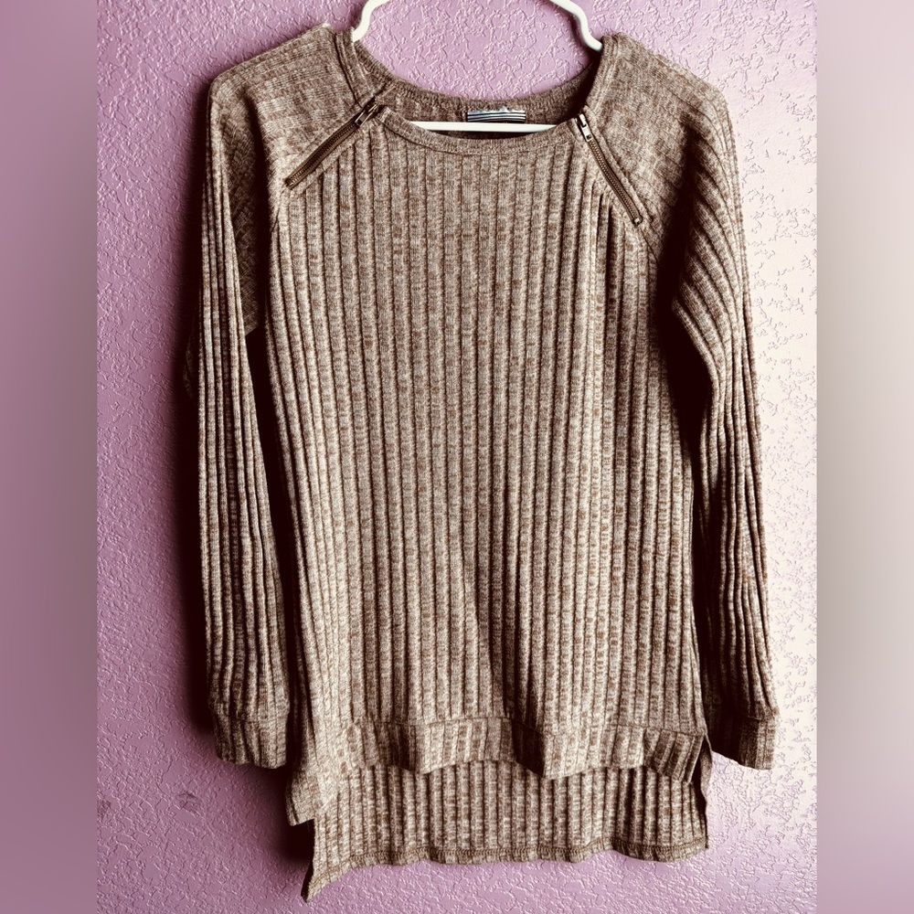 Allison Brittney Ribbed Beige Sweater